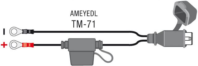 TM-71 - propojení s očky + vodotěsný konektor pro snadné nabíjení špatně dostupného akumulátoru.